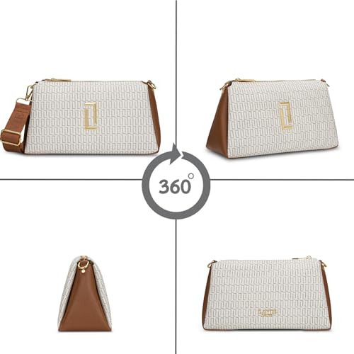 Image of Lavie Luxe Women's Lucie Quilted 3-Compartment Medium Crossbody Sling Bag | Ladies Purse Handbag | Gift for Women