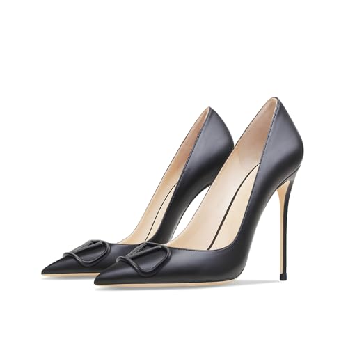 Image of Women's Pointed Toe Shallow Mouth Sexy Square Buckle Rhinestones 10cm Stiletto Heels Slip-on Wedding Party Banquet Big Size Shoes