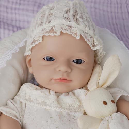 IVITA Ganzkörper Silikon Reborn Baby Puppe Offener Mund Neugeborene Babypuppe Kann Schnuller Fressen Mädchen (WG1587-40CM) – Bild 3