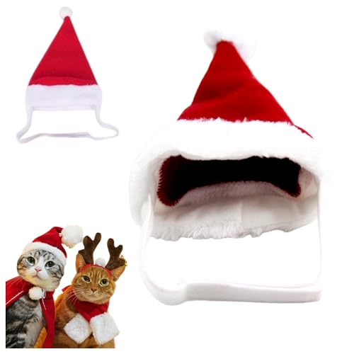 ペットクリスマスセット 帽子 マフラー, 犬 猫 用 ケープ マント 羽織 サンタクロース 仮装 コスチューム, カチューシャ かわいい スカーフ クリスマス服 パーティー お祝い コスプレ, 猫の服 犬服 小型犬 帽子 防寒 保温 1個 (S,(スタイル