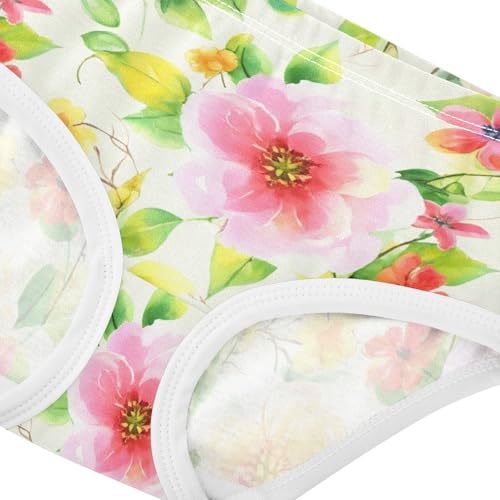 Pastel Colorful Flowers Green Leaves Girls Underwear Toddler 2t Cotton Cute Panties Girl Personalized Briefs Underpants4