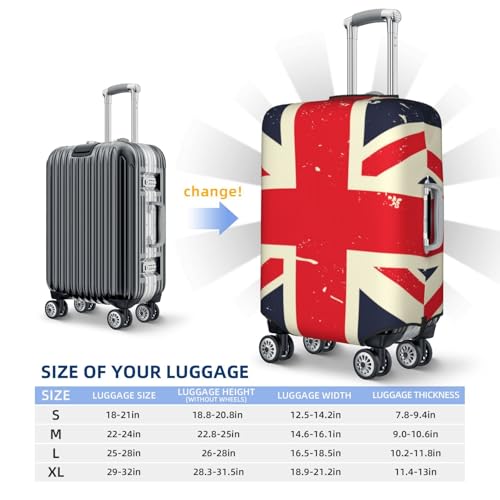 Vintage Union Jack Luggage Cover, Protective Washable Suitcase Cover - Travel High Elastic Fibers Suitcase Protector Fits Medium3