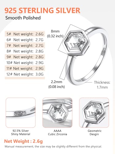Silvora 925 Sterling Silver Simple Black CZ Ring Tiny Wedding Band Rings for Women Size 5-124