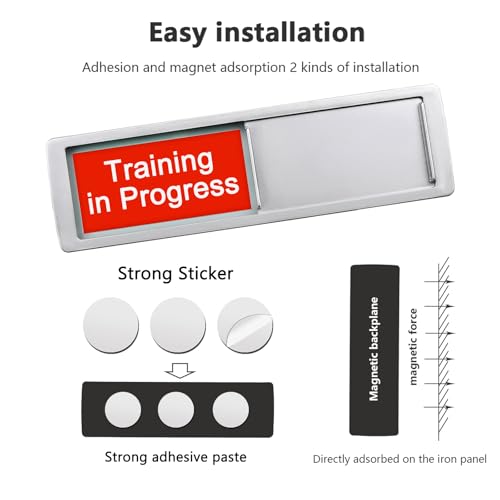 Image of Training In Progress /Available Sign,Do Not Disturb Door Indicator for Labs, Research Centers, Workplace,Privacy Slider Door Indicator Tells Whether Room Vacant or Occupied, 7'' x 2'' - Silver