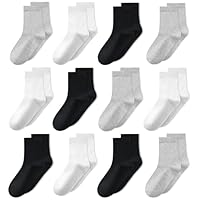 GENTABY Kids Soft Crew Socks 12 Pairs 7-10 Years - Breathable Toddler Socks for Boys Girls School Sports