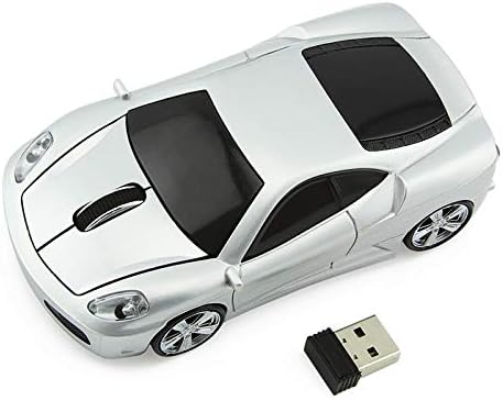 Miniatura 6 de Ratón inalámbrico para coche deportivo óptico 2.4G Nano USB AA Batería de escritorio Ratones portátiles (Plata)