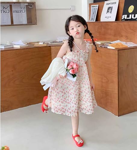 Toddler Girls Summer Dress Halter Spaghetti Strap Floral Print Chiffon Sundress Size 1-6T2