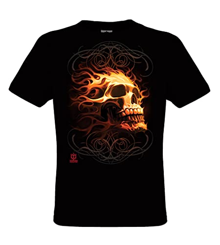 DarkArt-Designs Mode de Vie T-Shirt Fire Skull Cover