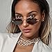 willochra Fashion Double Bridge Rimless Metal Sunglasses Women Small Polygon Square Sun Glasses Men Hexagon Shades F28 (Light tea)