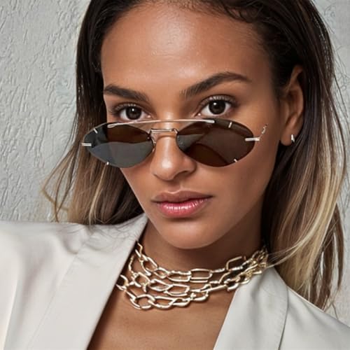 willochra Fashion Double Bridge Rimless Metal Sunglasses Women Small Polygon Square Sun Glasses Men Hexagon Shades F284