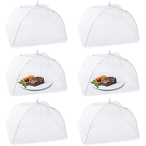 Homealexa 6 Pack 17" Mesh Food Covers, Outdoor Pop-Up Food Screen for Camping/Picnic/BBQ/Parties, Reusable Food Protector Tent Keeping Out Flies Bugs Cover