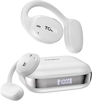 TOZO OpenEgo Open Ear Earbuds Bluetooth Headphones, 5.3 Bluetooth Sport Earbuds with Earhooks for 80Hrs Playtime,32 EQ Modes, Digital Display, Clear Calls, Comfortable Wear for Running, Work