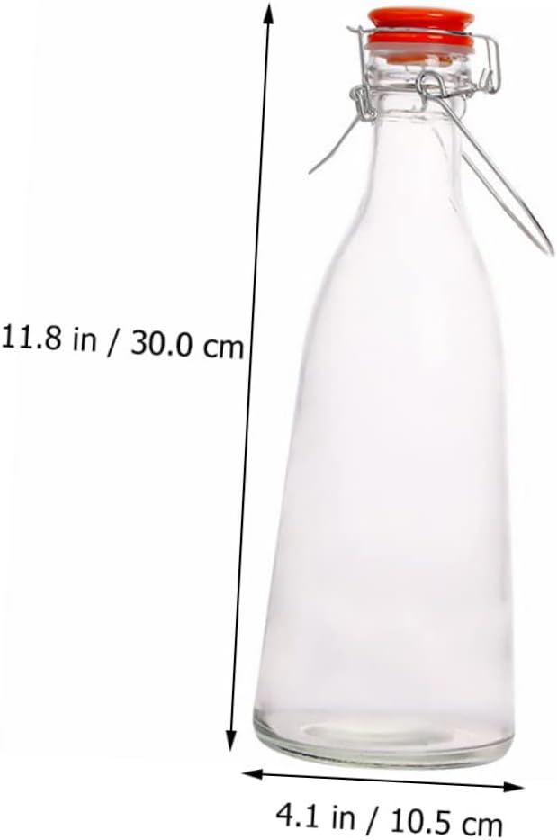Swing Glass Bottle 1000ML Airtight Food Storage Thickened Glass Colorful Clips for Juicing Infusions and Beverages