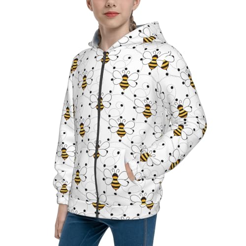 Cute Small Wasp Kid Hoodies Boys Zip Up Sweatshirts Girls Pullover with Pocket