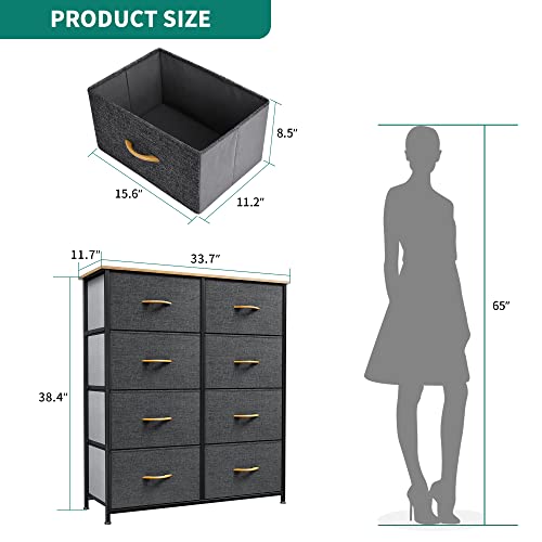 Yitahome Dresser With 8 Drawers - Fabric Storage Tower, Organizer Unit For Bedroom, Living Room, Hallway, Closets & Nursery - Sturdy Steel Frame, Wooden Top & Easy Pull Fabric Bins #TOP2