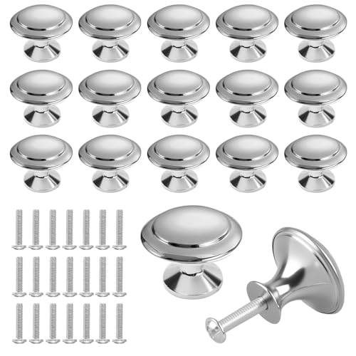 30 Piezas Pomos de Acero Inoxidable para Puertas de Armarios, 3x2.2cm Puxadores para Muebles, Tiradores de Muebles Redondos, Tiradores Armarios con Tornillos, para Armarios, Cómodas y Cajones