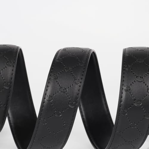 Image of Aurolran Men&Womens Leather Dress Belt Business Automatic Buckle Belt Color-Black Silver Gold