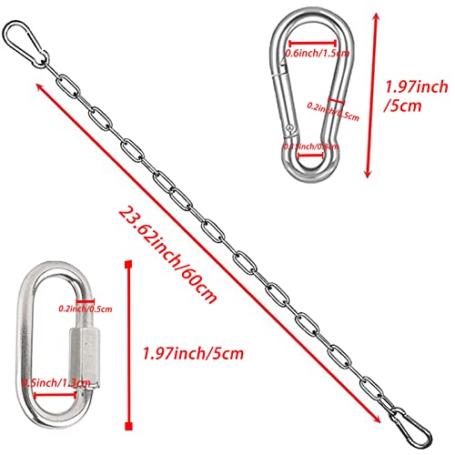 OWOAOOwl Edelstahl Ketten,Hängesessel Kette,Gliederkette mit Karabiner Edelstahl, Stahlkette 1 Meter, Ø4mm Rundstahlkette,Metallkette, Edelstahlkette für Hängesessel Hängematten-Sets Sandsäcke – Bild 3
