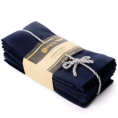 Kitchen Cloth Napkins 12 Pack 18X18 Inches Cotton Blend Soft Fabric With Hemmed Edges, Blue Dinner Napkins Washable Reusable And Durable Linen Napkins For Parties Table Setting Decor (Navy) By Perlli #TOP6