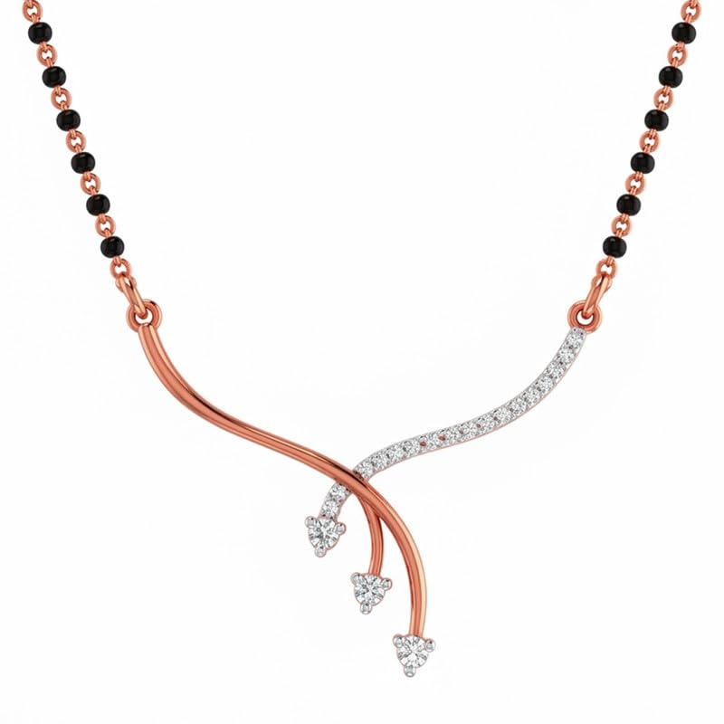 14/18K Yellow/White/Rose Yellow Gold and Diamond Tanmaniya Mangalsutra for Women-image-48