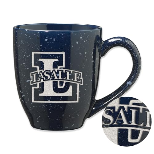 Rico Industries NCAA La Salle Explorers Primary Logo Navy 16 oz Team Color Laser Engraved Speckled Ceramic Coffee Mug