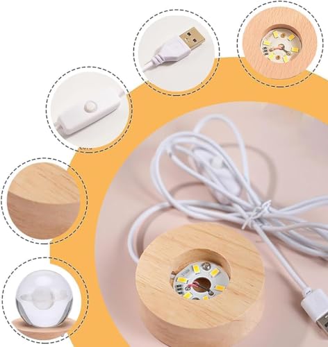 Image of 3D Galaxy Crystal Ball Night Lamp,Solar System, USB Table Colorful LED Wooden Crystal Ball for Home Decoration Birthday Gift for Teens Boys and Girls (Astro with Moon)