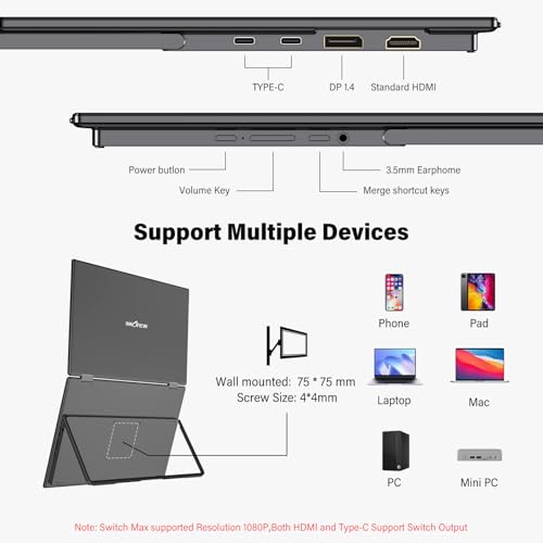 Image of InnoView Portable Dual Monitor 15.6 inch 3840x2160P 4K 100% sRGB | Owl Eye Vision - Foldable Design with 315 Screen Adjustment, 180 Stand | DP /USB-C /HDMI, Dual Screen Extender for Laptop, Mac, Windows
