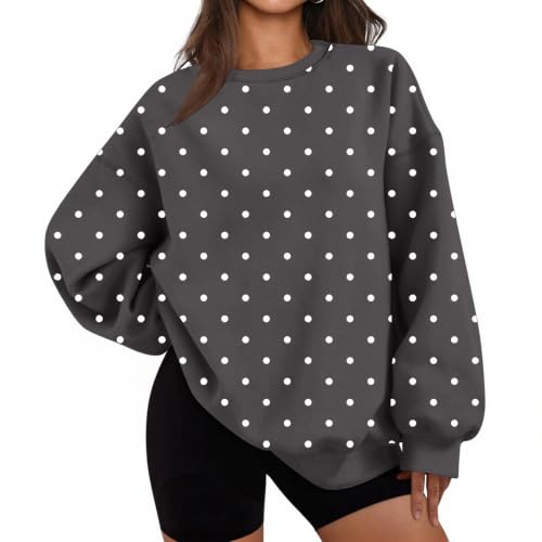 Polka Dot Sweatshirt Women Cute Oversized Crewneck Pullover Sweatshirts - image 1