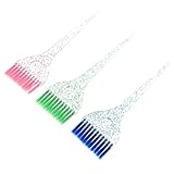 MUSISALY 3 Pinceles Aplicadores de Tinte para Cabello Profesional Mango Cristal, Cerdas Flexibles para Aplicación Uniforme, Colores Rojo Azul Verde, Herramienta Peluquería para Salón y Uso