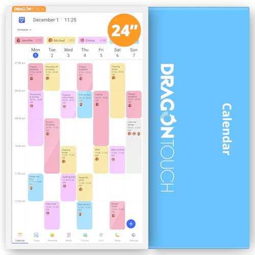 Image of Dragon Touch 24 inch Digital Calendar Chore Chart - Interactive Touchscreen, Smart Family Planner, Hearth Display Desk Digital Calendar Best Gifts for Christmas, Wedding, Mom