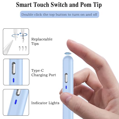 Image of Stylus Pen for Android Tablet,Tablet Pencil for iOS /Android,Rechargeable Active Stylus Pen for iPhone /XiaoMi /Huawei /Vivo /Lenovo /Pixel and Other Android Smartphones and Tablets-Gradient Blue