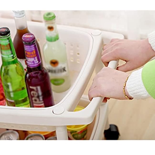 Kitchen Storage Cabinets Kitchen Rack Floor-to-Ceiling Trolley Multi-Layer Vegetable Basket and Fruit Storage Basket Locker with Wheeled Mobile Trolley Kitchen Shelves (Color : 3 Layers)-BGPWr8ki