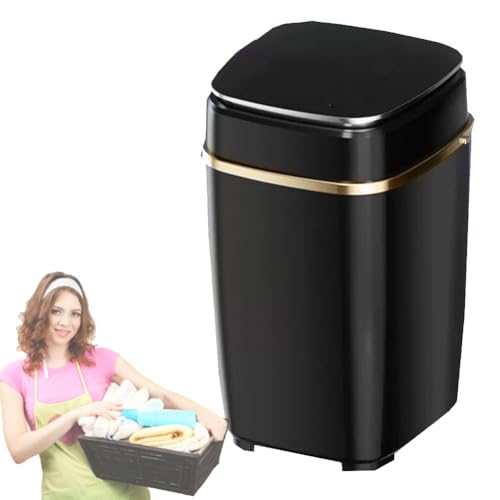 HGTRH Lavadora Portátil, Mini Lavadora de 6,5 kg con Centrifugadora y Cepillo para Zapatos Extraíble Lavadora y Secadora Eléctrica Compacta para Ropa Interior y Prendas Pequeñas Black