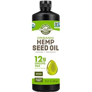 Manitoba Harvest Organic Hemp Oil, Cold Pressed, 12g of Omegas 3&6 Per Serving, Non-GMO, 16.9 Fl Oz