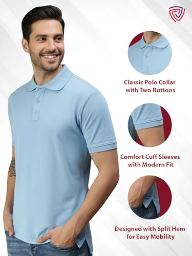 Image of Lux Cozi Men's Cotton Solid Polo Tshirt | Collar Tshirts | Half Sleeves | Stylish & Premium All Day Wear | Pack of 1