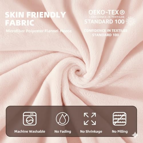 Image of Harleen Blankets, 250 GSM Super Soft Flannel Cozy Blankets for Double Bed, Washable Lightweight Blanket for Couch Sofa Bed Office, Warm Plush Blankets for All Season (90 inchx90 inch) (Pink, Double)