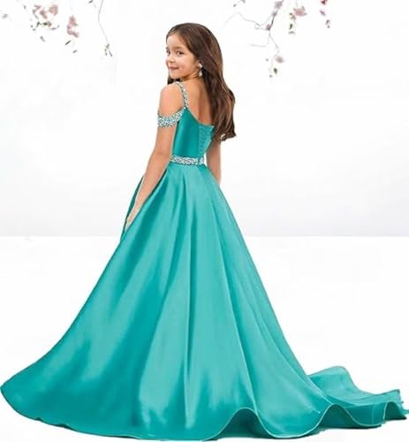 Satin Flower Girl Dresses for Wedding Spaghetti Strap Princess Pageant Dresses Floor Length Ball Gowns for Girls2