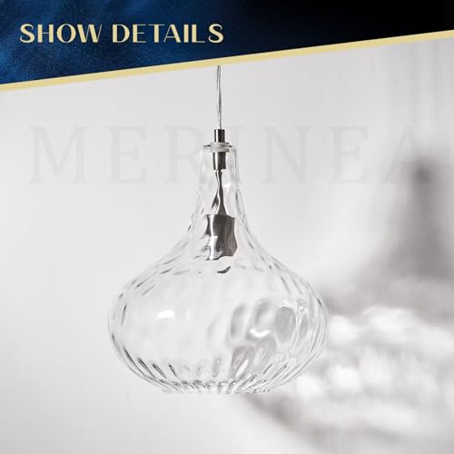 Image of 11 inch Clear Hammered Glass Pendant Light, Brushed Nickel, E26