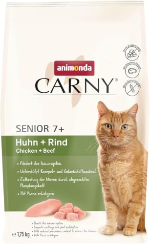 animonda Carny Katzen Trockenfutter mit Huhn + Rind (1 x 1 75kg) Trockenfutter für Senior Katzen ohne Zucker und Getreide mit viel frischem Fleisch vom Huhn und mit Rinderprotein