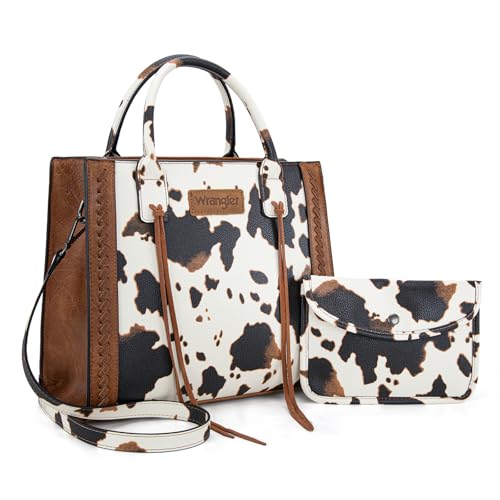 Wrangler Tote Bag for Women Western Cowhide Purse and Wallet Set