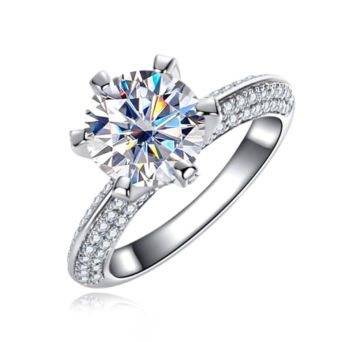 AnuClub Oval Cut Moissanite Ring for Women 3.692cttw(3CT Center Stone) D Color VVS1 925 Sterling Silver Elegant Engagement Wedding Promise Anniversary Rings with Certificate