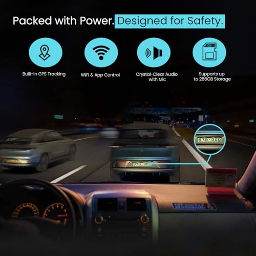 Image of Wyve i440 4K Dual Dashcam Front True 4K + Rear 1080p, Built-in GPS, WiFi, Mic, Free Parking Kit,2.0 inch IPS Display, 170 Wide Angle, App,G-Sensor,Novatek High Performance Chipset, Supports up to 256GB