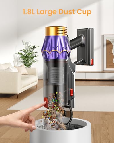 Image of Cordless Vacuum Cleaner, 650W /60KPA /70 Mins Vacuum Cleaners for Home with Self-Standing, Anti-Tangle Vacuum Cordless, Smart Display and 1.8L Cup Cordless Stick Vacuum Cleaner for Pet Hair /Carpets