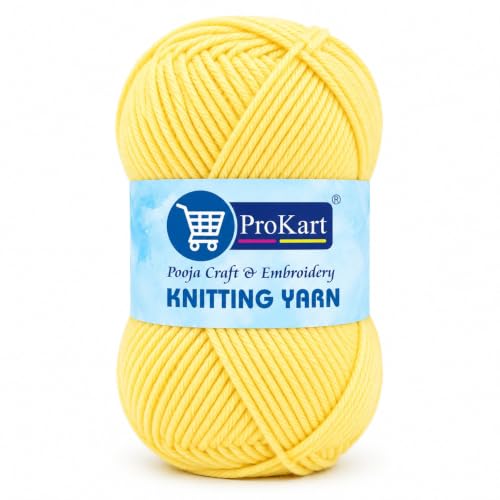 Image of ProKart Premium Woolen 4 Ply Hand Knitting Wool Yarn | Fine Weight Soft Yarn for Sweater, Scarf, Hat, Baby Clothes, Purse, Gift Bags & DIY Craft Accessories (Corn Field, 100gms x 2 Pack) - PRO13