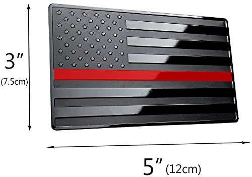 Image of US Black Flag Auto Car Fender Emblem for Cars Trucks Laptop Walls (5 inchx3 inch, Black with Red Line)