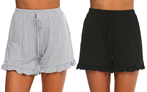 Prosoft&Hawiton Womens Cotton Pajama Shorts Comfy Sleeping Shorts Sleepwear Lounge Pj Bottoms with Drawstring & Pockets