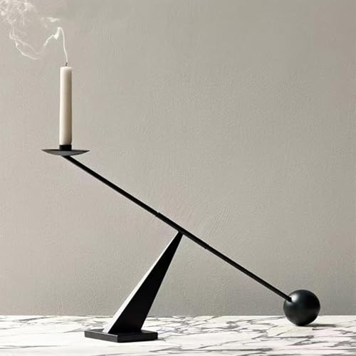 Black Geometric Line Candle Holders, Black Designer Candlestick, Long Decorative