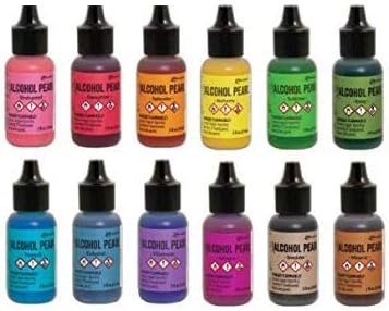 Ranger Tim Holtz MEGA Bundle - All 12 Alcohol Pearls, All 7 Metallic Mixatives,Plus Pitch Black Alcohol Ink with Bonus PTP Blending Sticks