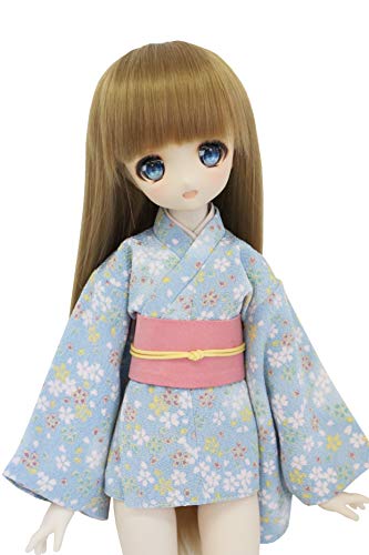 Petite Marie Japan for 14 Doll 16 inch 40cm MDD (Mini Dollfie Dream) MSD BJD Mini Kimono Hikara Fubuki Sakura Chirimen Light Blue Pink Belt [No.0083] Clothes Only not Include Doll (201710-3MDD-561)