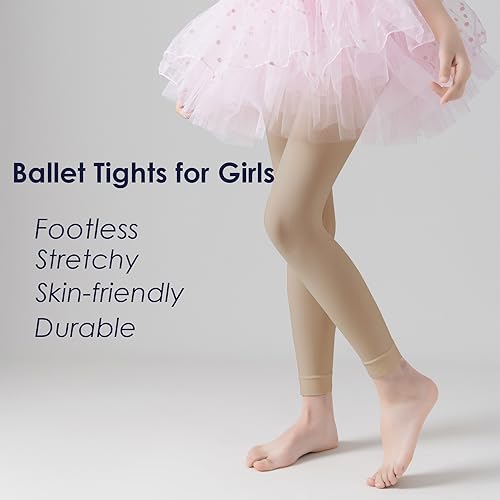 EPEIUS Ballet Tights for Girls Footless Dance Tights Toddler Soft School Stockings Kids Leggings Pantyhose 3t-14 Years2
